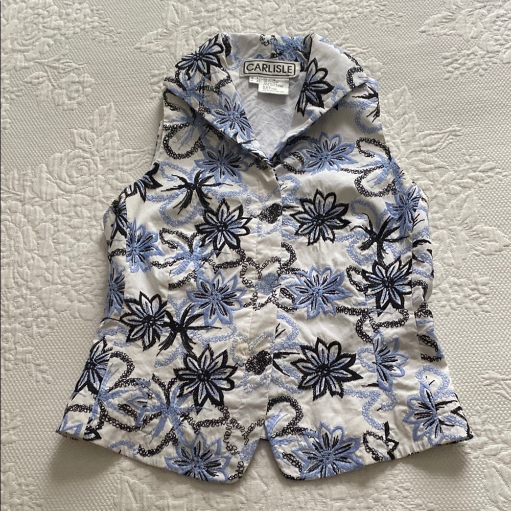 Carlisle Blue and Black Floral Vest